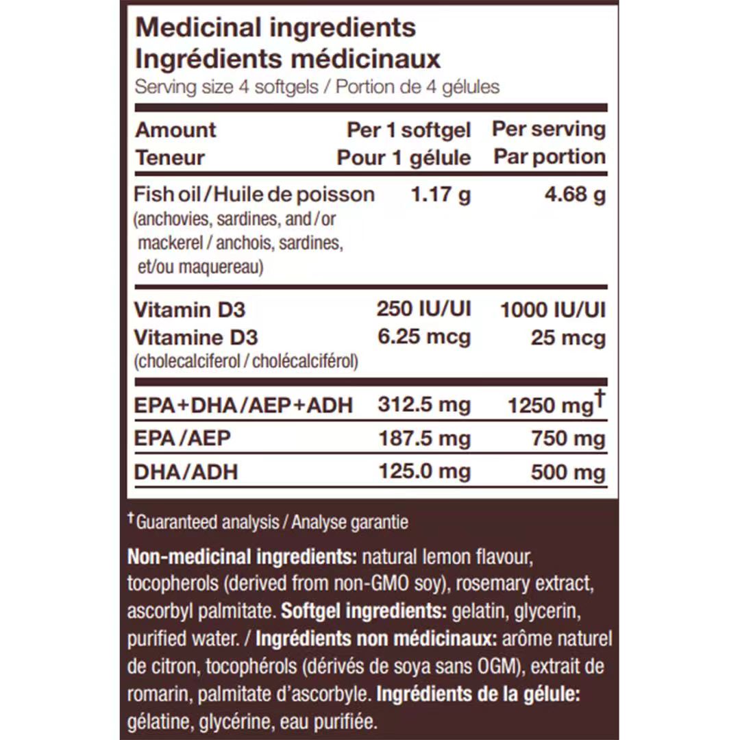 NutraSea Omega-3加维生素D3成分标签